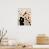 愛、恋愛物語の可愛い若いロマンチックなカップル ポスター (キッチン)