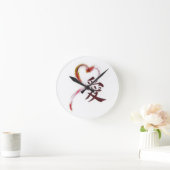 愛-愛のための漢字とのSumi-eのハート ラウンド壁時計 (ホーム)