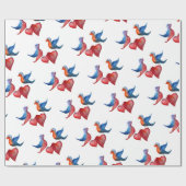 愛、愛鳥、水彩画の鳥の包装紙 ラッピングペーパー (フラット)