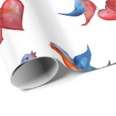 愛、愛鳥、水彩画の鳥の包装紙 ラッピングペーパー (ロールコーナー)