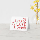 愛、愛、愛のメッシー書の愛パーソナライズされた カード (黄色い花)