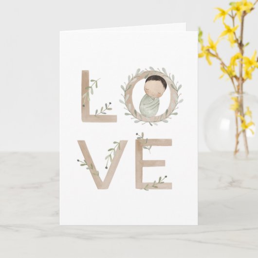 愛 |新生児 カード (黄色い花)