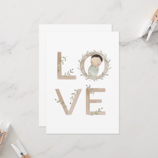 愛 |新生児 カード (正面/裏面インサイチュ)