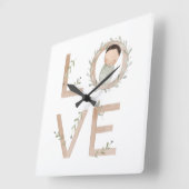 愛 |新生児 スクエア壁時計 (傾斜)