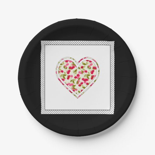 愛、果実、さくらんぼ ペーパープレート (正面)