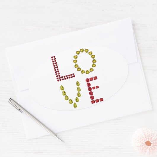 愛 楕円形シール (封筒)