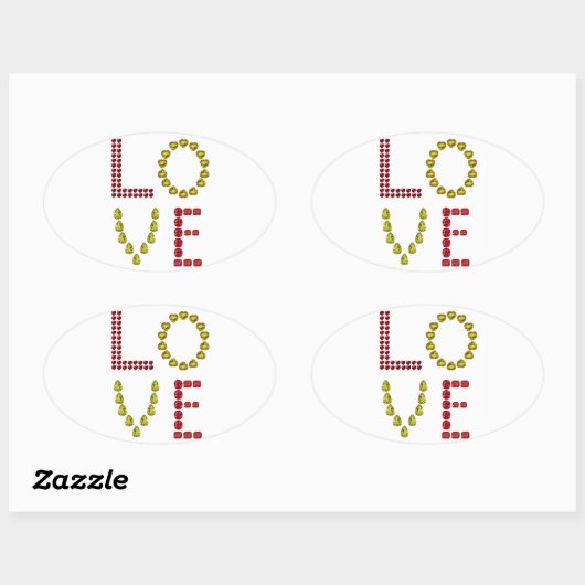 愛 楕円形シール (シート)