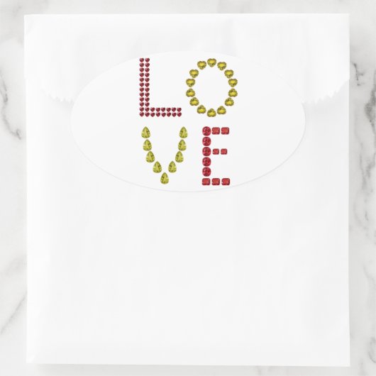 愛 楕円形シール (バッグ)