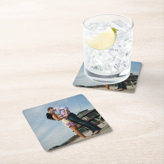 愛|正方形のコースターのカップル スクエアペーパーコースター (インサイチュ)