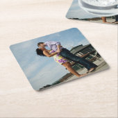 愛|正方形のコースターのカップル スクエアペーパーコースター (アングル)