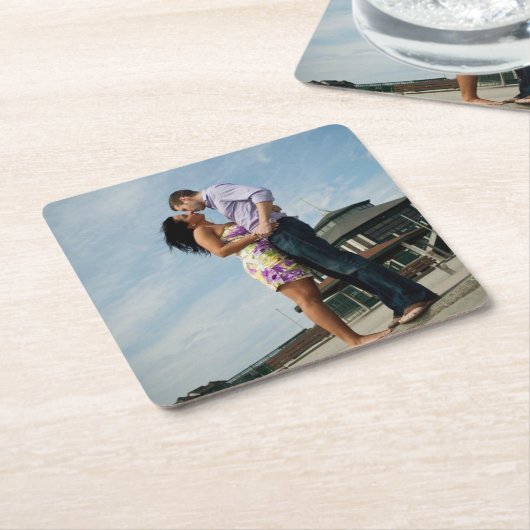 愛|正方形のコースターのカップル スクエアペーパーコースター (アングル)