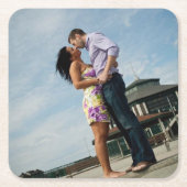 愛|正方形のコースターのカップル スクエアペーパーコースター (正面)