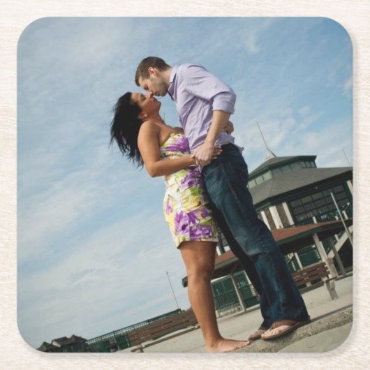 愛|正方形のコースターのカップル スクエアペーパーコースター (正面)