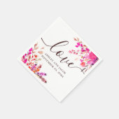 愛.水彩ピンクのフローラガーデン結婚スクリプト スタンダードカクテルナプキン (角)
