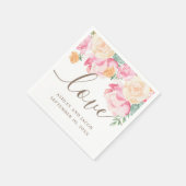 愛.水彩桃色フローラ結婚ズ スタンダードカクテルナプキン (角)
