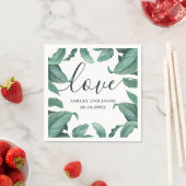 愛.水彩熱帯緑の台本結婚の スタンダードカクテルナプキン (インサイチュ)