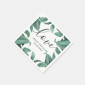 愛.水彩熱帯緑の台本結婚の スタンダードカクテルナプキン (角)