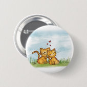 愛-水彩画のイラストレーションの2匹の猫 缶バッジ (正面&裏面)