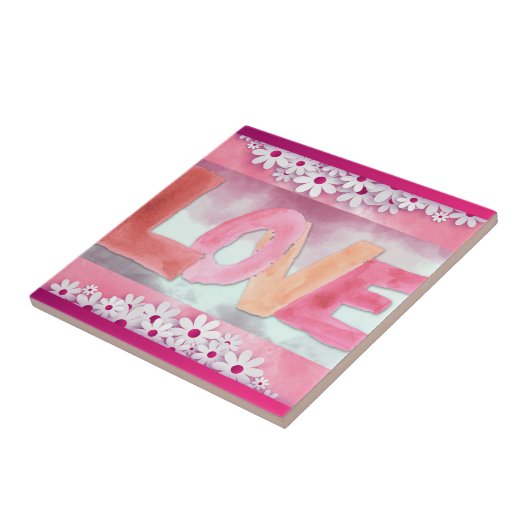 愛：水彩陶磁器タイル タイル (側面)