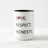 愛。 点。 正直者。 ハートのマグ マグカップ (中央)