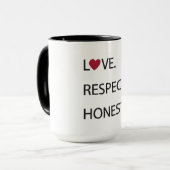 愛。 点。 正直者。 ハートのマグ マグカップ (正面左)