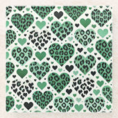 愛(熱狂する緑) ガラスコースター (正面)