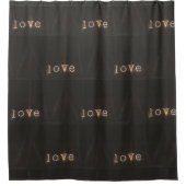 愛、白いネオン文字、黒い背景、 シャワーカーテン (正面)