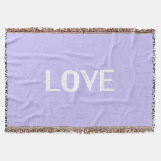 "愛"白い文字ラベンダー薄紫背景 –  スローブランケット (正面)