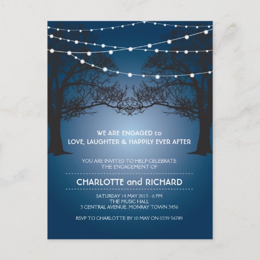 愛、笑い、そして婚約後ずっと幸せに インビテーションポストカード (正面)