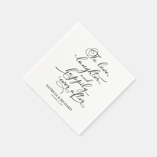 愛、笑い、そして楽しい後結婚ずっと スタンダードカクテルナプキン (角)