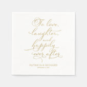 愛、笑い、そして楽しい後結婚ずっと スタンダードカクテルナプキン (正面)