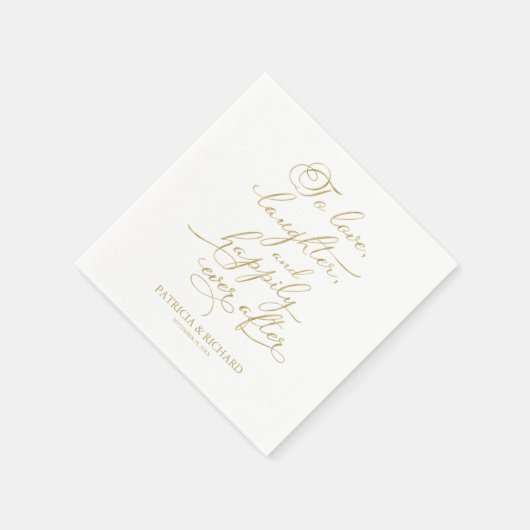 愛、笑い、そして楽しい後結婚ずっと スタンダードカクテルナプキン (角)