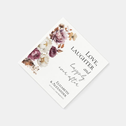 愛、笑い、そして楽しい後結婚ずっと スタンダードカクテルナプキン (角)