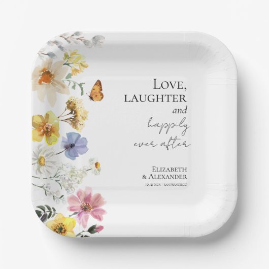 愛、笑い、そして楽しい後結婚ずっと ペーパープレート (正面)
