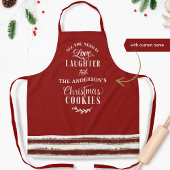 愛、笑い、クリスマスのクッキーとストライプ エプロン