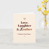 愛、笑い、革結婚の3周年 カード (黄色い花)