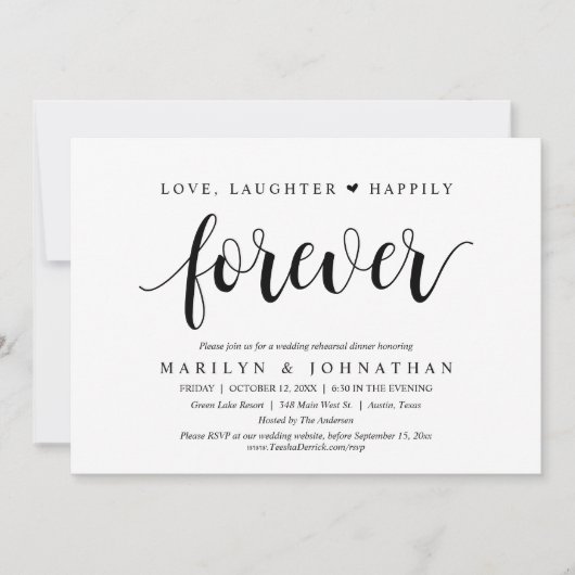 愛、笑顔と幸せな永遠に、リハーサル 招待状 (正面)