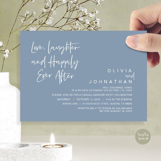 愛、笑顔、そして幸せな日々を永遠に、駆け落ちスタイルの結婚式 招待状