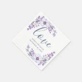 愛.紫の花。薄紫フローラ結婚スクリプト スタンダードカクテルナプキン (角)