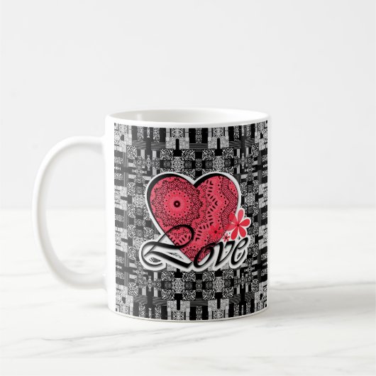 愛, 結婚, バレンタインデー, ハート コーヒーマグカップ (左)