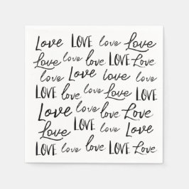 愛 – 繰り返し – 手書き，結婚スクリプト スタンダードカクテルナプキン