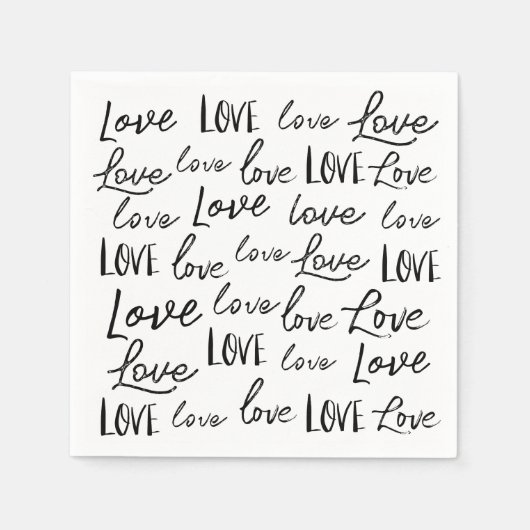 愛 – 繰り返し – 手書き,結婚スクリプト スタンダードカクテルナプキン (正面)