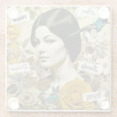 愛、美しい、インスパイア夢、希望ヴィンテージレディ ガラスコースター (裏面)