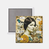 愛、美しい、インスパイア夢、希望ヴィンテージレディ マグネット (正面/裏面)