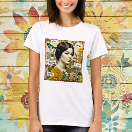愛、美しい、インスパイア夢、希望ヴィンテージレディ Tシャツ