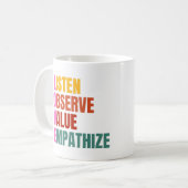 愛、聞観察、価値、共感 コーヒーマグカップ (正面左)