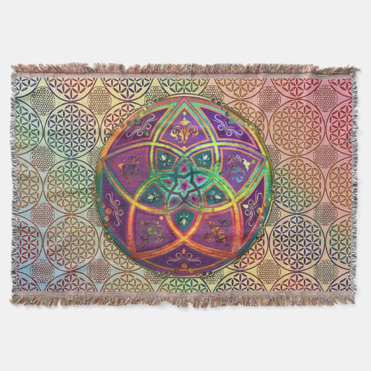愛-芸術-の金星の花東洋のアンティーク スローブランケット (正面)