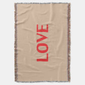 "愛"赤い文字ベージュ背景 –  スローブランケット (正面縦)