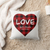 愛、赤い水牛の格子柄、バレンタインハート クッション (ブランケット)