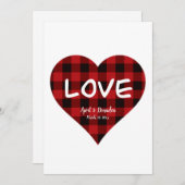 愛、赤い水牛の格子柄、バレンタイン シーズンカード (正面/裏面)